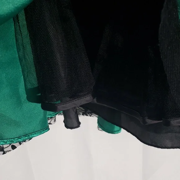 Girl' Elegant Green and Black Holiday Party Dress Size 10 Tulle Petticoat - Picture 6 of 16